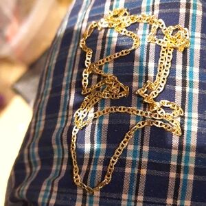 GENUINE 14K YELLOW GOLD OVER STERLING SILVER SPARKLE NECKLACE CHAIN 20" NEW
